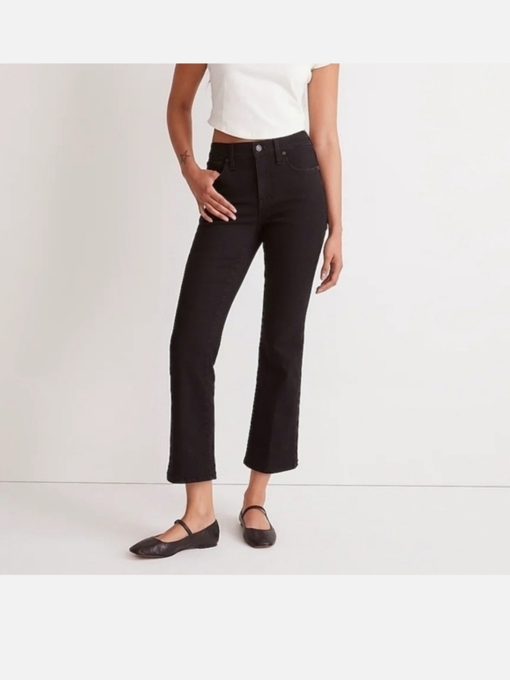 Madewell Mid Rise Kick Out Jeans Black Sizr 33 PETITE